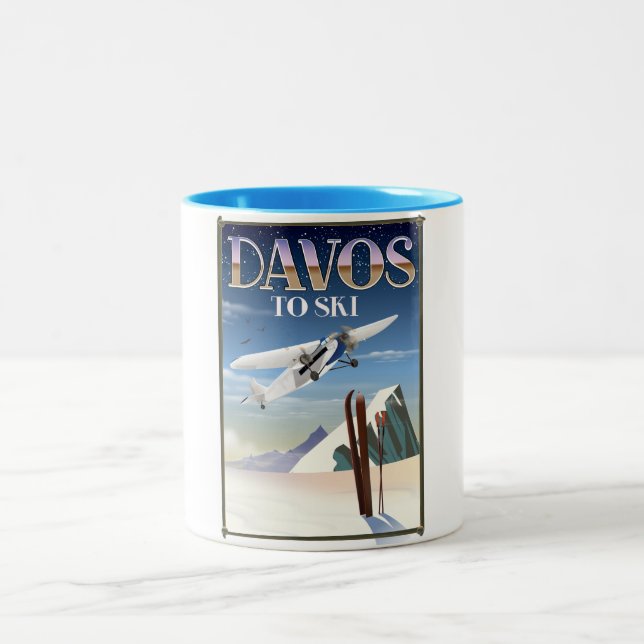 Caneca De Café Em Dois Tons cartaz de viagem Davos Suíça (Centro)