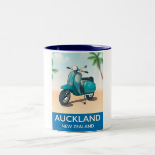 Caneca De Café Em Dois Tons Cartaz de viagem de Auckland Nova Zelândia