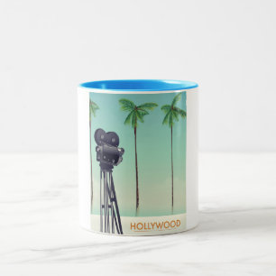 Caneca De Café Em Dois Tons cartaz de viagem de câmera vintage de Hollywood