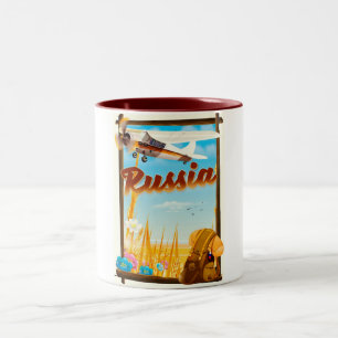 Caneca De Café Em Dois Tons cartaz de viagem de desenho animado da paisagem ag