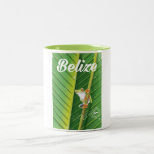 Caneca De Café Em Dois Tons cartaz de viagem de desenho animado vintage belize