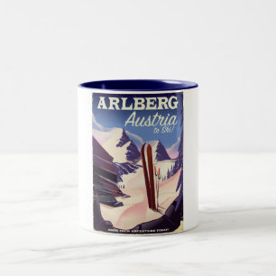 Caneca De Café Em Dois Tons Cartaz de viagem de esqui Arlberg Áustria