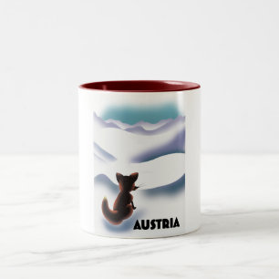 Caneca De Café Em Dois Tons Cartaz de viagem de esqui da Áustria