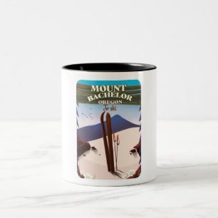 Caneca De Café Em Dois Tons Cartaz de viagem de esqui Mount Bachelor Oregon