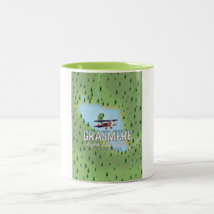 Caneca De Café Em Dois Tons Cartaz de viagem de esqui Shymbulak Cazaquistão