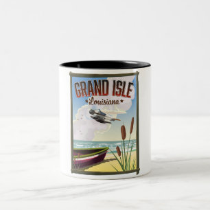 Caneca De Café Em Dois Tons Cartaz de viagem de Grand Isle, Louisiana 