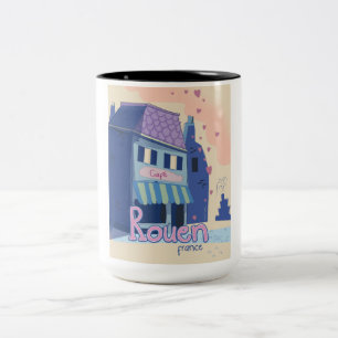 Caneca De Café Em Dois Tons Cartaz de viagem de Rouen França.