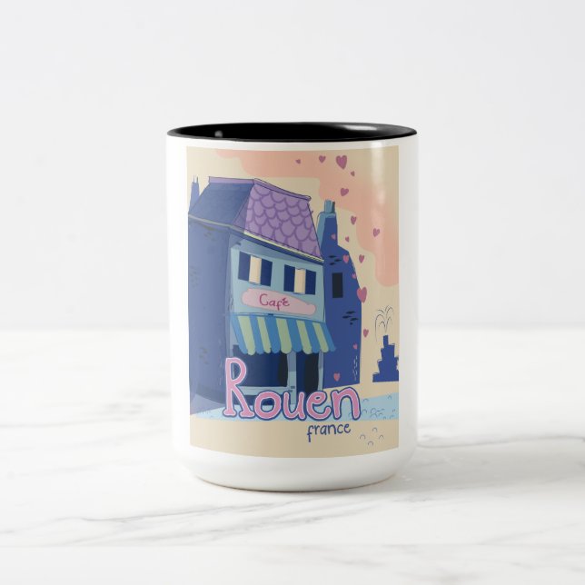 Caneca De Café Em Dois Tons Cartaz de viagem de Rouen França. (Centro)