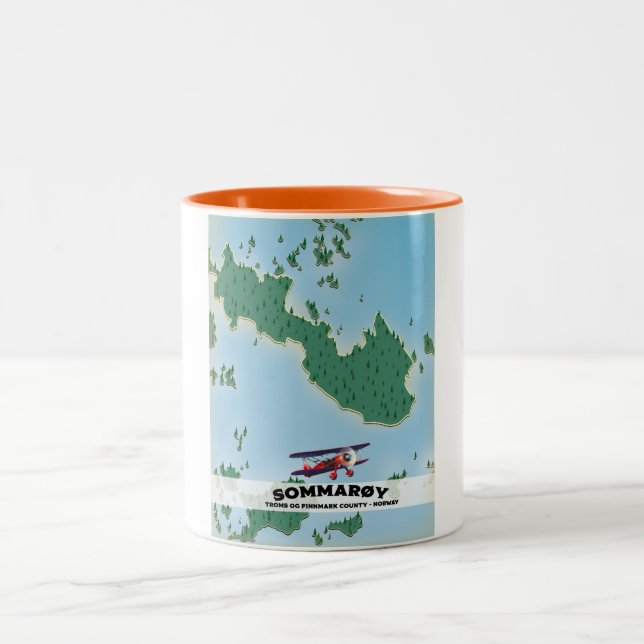 Caneca De Café Em Dois Tons cartaz de viagem de Sommarøy Noruega mapa (Centro)