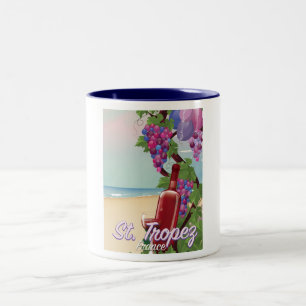 Caneca De Café Em Dois Tons cartaz de viagem de vinho da frança st. tropez