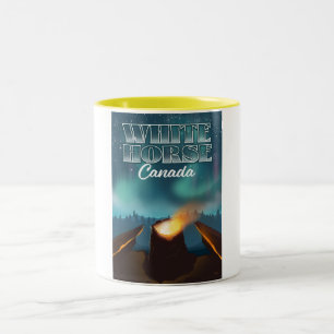 Caneca De Café Em Dois Tons Cartaz de viagem do Cavalo Branco Canadá