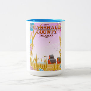 Caneca De Café Em Dois Tons Cartaz de viagem do Condado de Marshall '1836' Ind