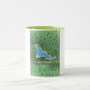 Caneca De Café Em Dois Tons Cartaz de viagem do Lago Varese, Lombardia, Itália