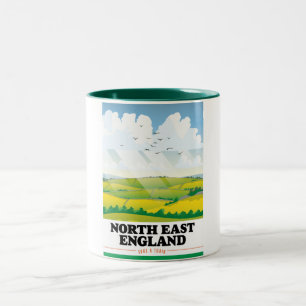 Caneca De Café Em Dois Tons Cartaz de viagem do Nordeste da Inglaterra.