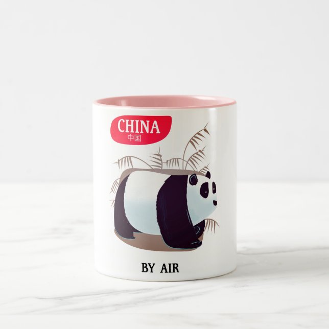 Caneca De Café Em Dois Tons cartaz de viagem do Panda da China (Centro)