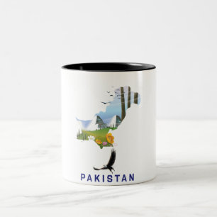 Caneca De Café Em Dois Tons cartaz de viagem do Paquistão mapa