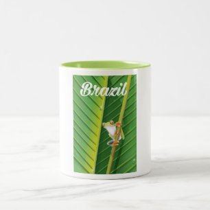 Caneca De Café Em Dois Tons cartaz de viagem do sapo de árvore da floresta tro