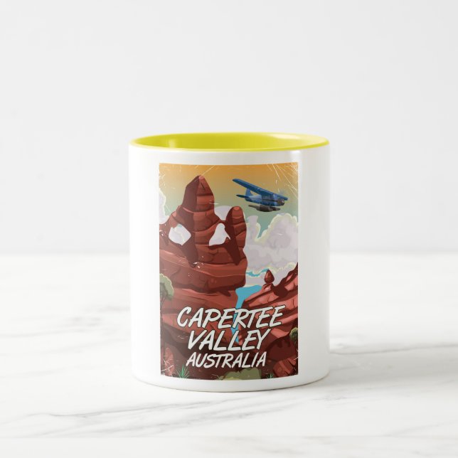Caneca De Café Em Dois Tons Cartaz de viagem do vale de Capertee Austrália (Centro)