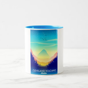 Caneca De Café Em Dois Tons Cartaz de viagem do vulcão Cleveland Alasca