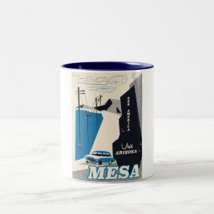 Caneca De Café Em Dois Tons Cartaz de viagem estilo vintage Mesa Arizona