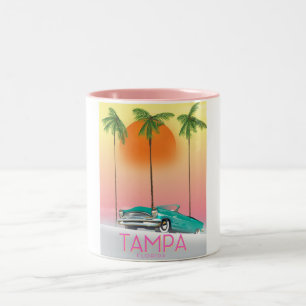 Caneca De Café Em Dois Tons Cartaz de viagem estilo vintage Tampa Flórida