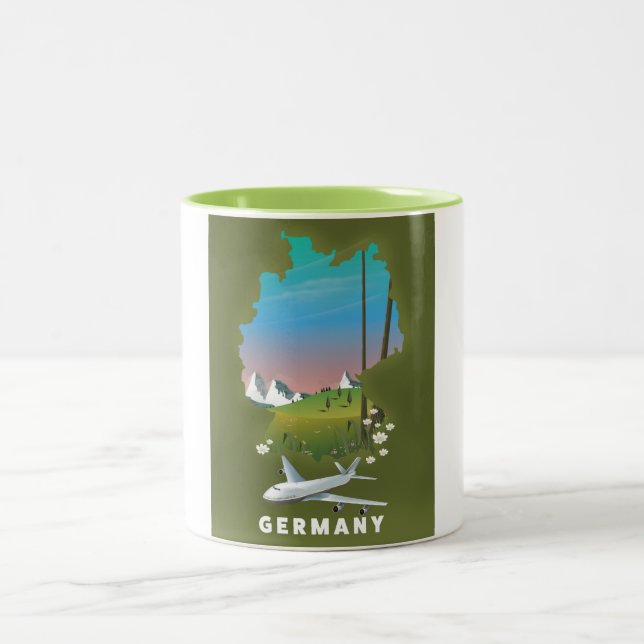 Caneca De Café Em Dois Tons Cartaz de viagem ilustrado da Alemanha (Centro)