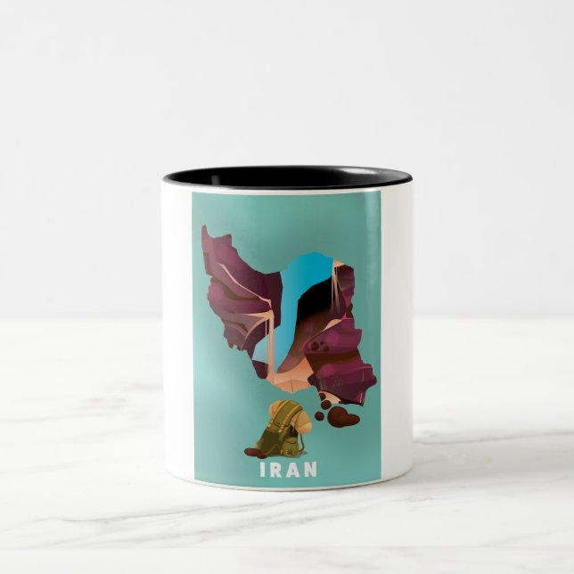 Caneca De Café Em Dois Tons cartaz de viagem ilustrado do Irã (Centro)