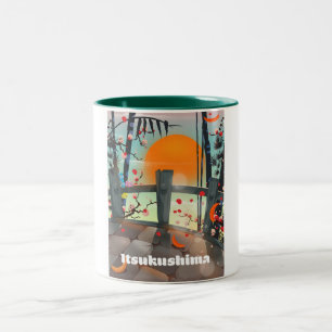 Caneca De Café Em Dois Tons Cartaz de viagem Itsukushima Japão