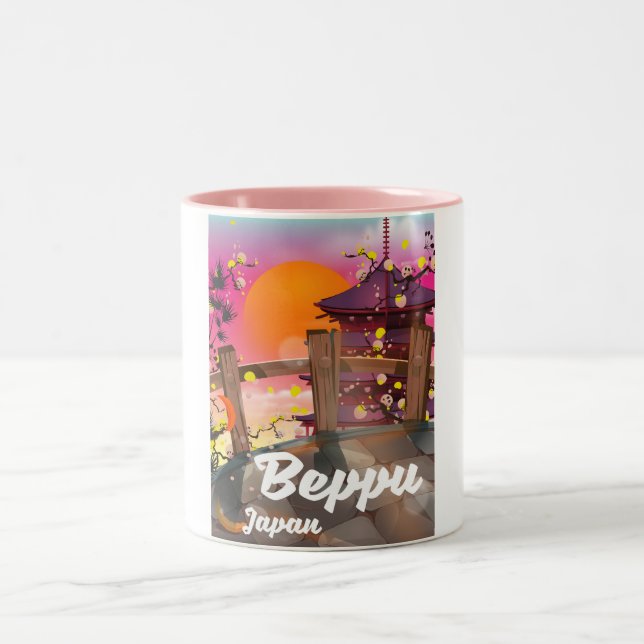 Caneca De Café Em Dois Tons Cartaz de viagem japonês Beppu (Centro)