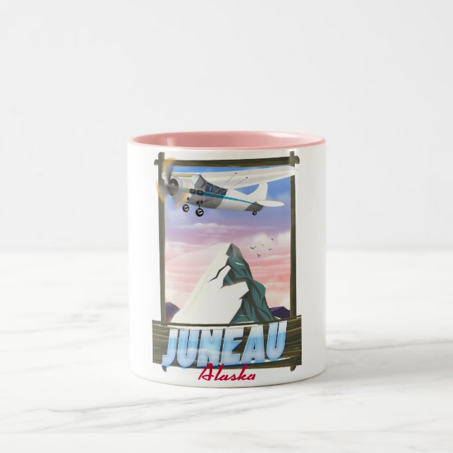 Caneca De Café Em Dois Tons Cartaz de viagem Juneau Alasca (Centro)