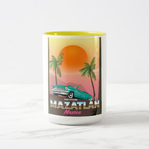 Caneca De Café Em Dois Tons cartaz de viagem Mazatlán México
