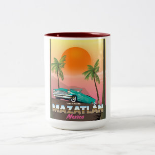 Caneca De Café Em Dois Tons Cartaz de viagem Mazatlán México