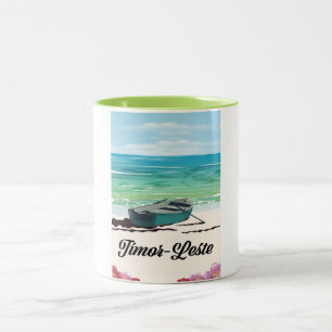 Caneca De Café Em Dois Tons Cartaz de viagem retro de Timor-Leste.