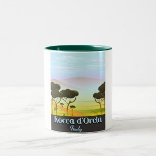 Caneca De Café Em Dois Tons Cartaz de viagem Rocca d'Orcia Itália