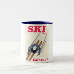 Caneca De Café Em Dois Tons Cartaz de viagem Ski EUA Colorado