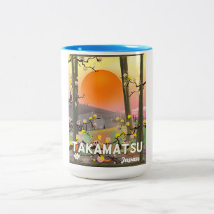 Caneca De Café Em Dois Tons Cartaz de viagem Takamatsu Japão