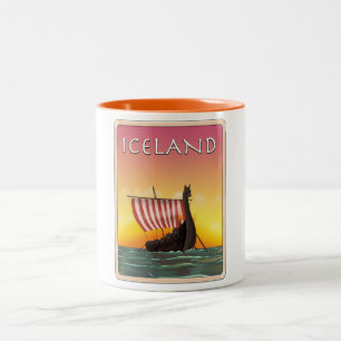 Caneca De Café Em Dois Tons cartaz de viagem Viking Islândia