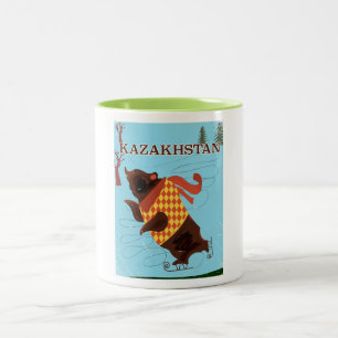 Caneca De Café Em Dois Tons cartaz de viagem vintage de desenho animado do caz