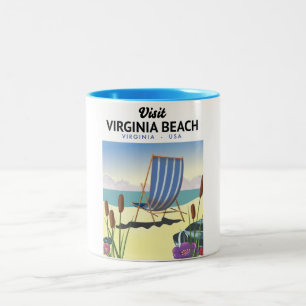 Caneca De Café Em Dois Tons cartaz de viagem Virginia Beach Virgínia EUA