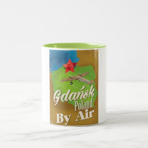 Caneca De Café Em Dois Tons Cartaz de voo antigo de Gdańsk Polônia