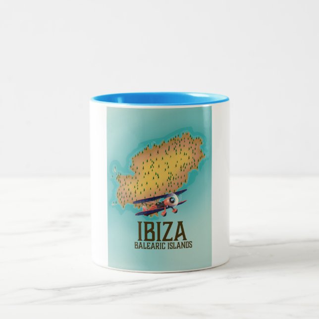 Caneca De Café Em Dois Tons Cartaz do mapa das ilhas Baleares de Ibiza (Centro)