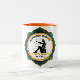 Caneca De Café Em Dois Tons Cartaz Zodíaco de Virgem Celestial Vintage
