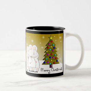 Caneca De Café Em Dois Tons Cartões de Natal freiras e Design de presentes-art