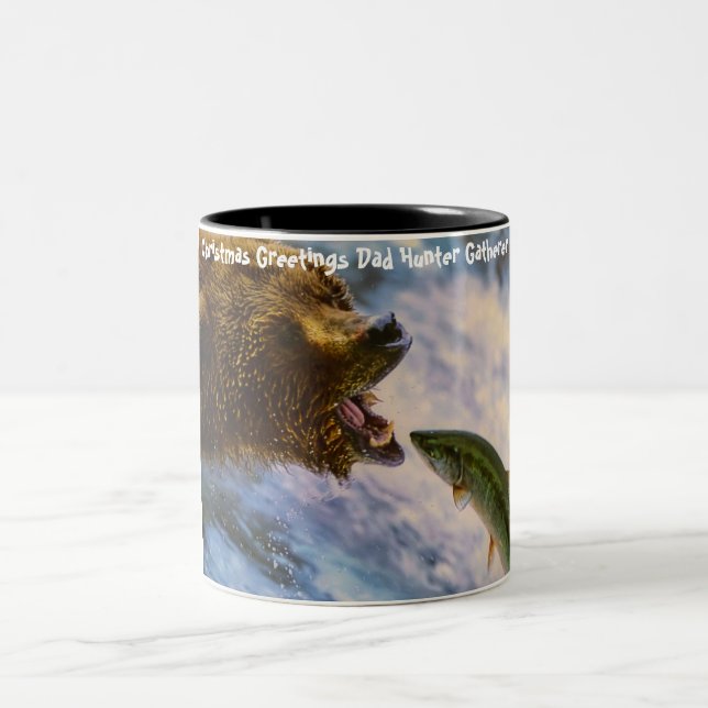 Caneca De Café Em Dois Tons Cartões de natal Pai Hunter Gatherer (Centro)
