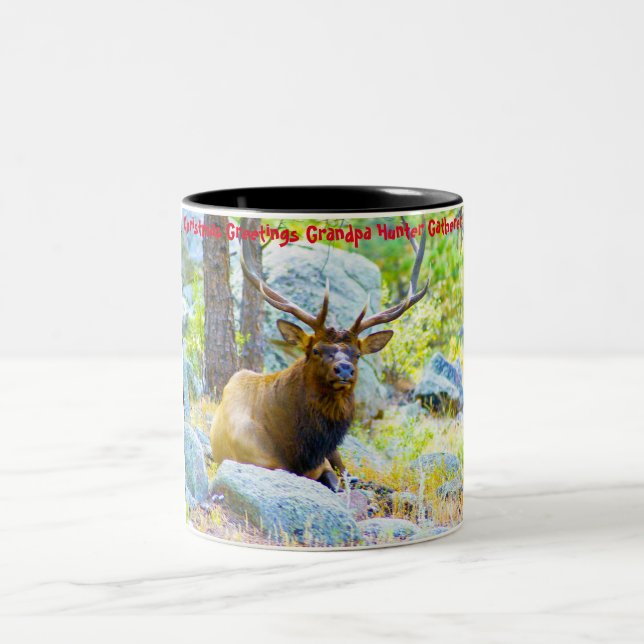 Caneca De Café Em Dois Tons Cartões de natal Vovô Hunter Gatherer (Centro)