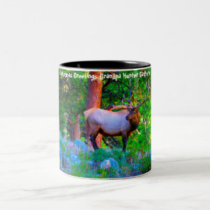 Caneca De Café Em Dois Tons Cartões de natal Vovô Hunter Gatherer
