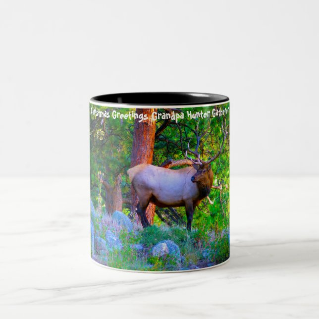 Caneca De Café Em Dois Tons Cartões de natal Vovô Hunter Gatherer (Centro)