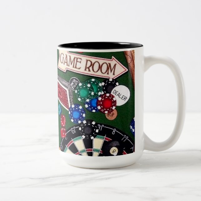 Caneca De Café Em Dois Tons Cartões dos bilhar da sala de jogo (Direita)