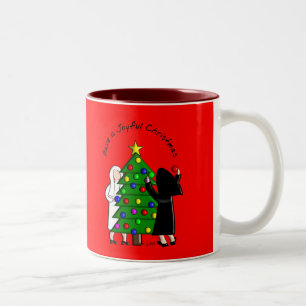 Caneca De Café Em Dois Tons Cartões & presentes católicos de Natal da arte da