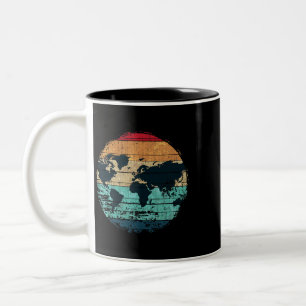 Caneca De Café Em Dois Tons Cartografia de países viajantes: trabalho retrógra